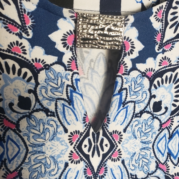 Melissa Paige Long Sleeve Paisley Print Striped Dress - Picture 5 of 10